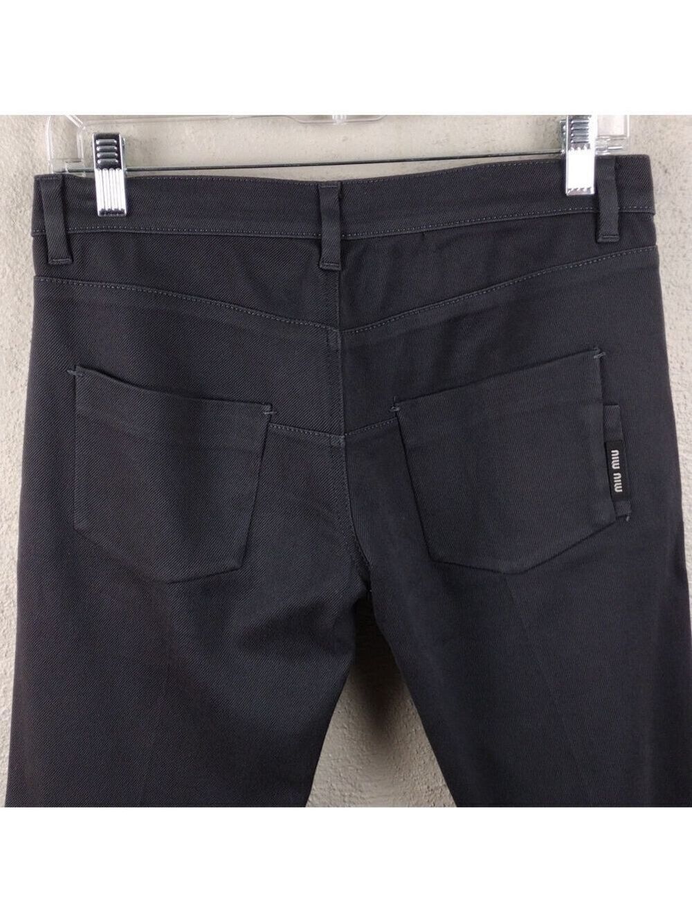 Miu Miu Made In Italy Gray Cotton Five Pocket Mid Rise Straight Leg Color Jeans - Picture 9 of 10